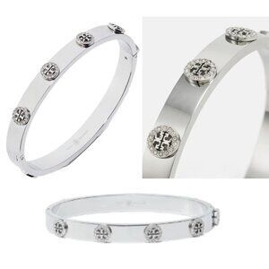 NEW! Tory Burch Silver Miller Stud Logo Hinge Bracelet, 7MM